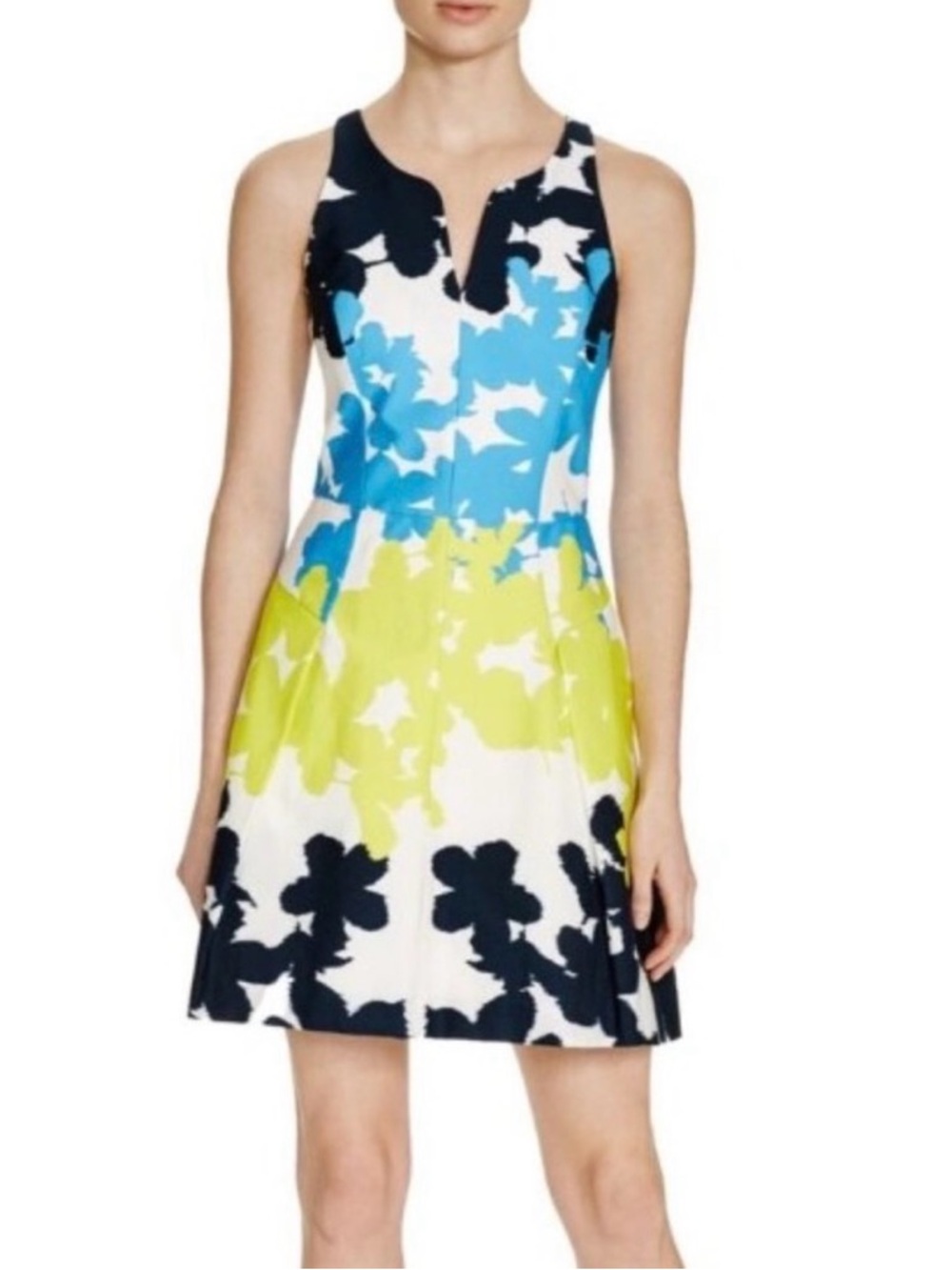 Milly Floral Sleeveless Fit & Flare Racerback floral Dress Pocket size 10.